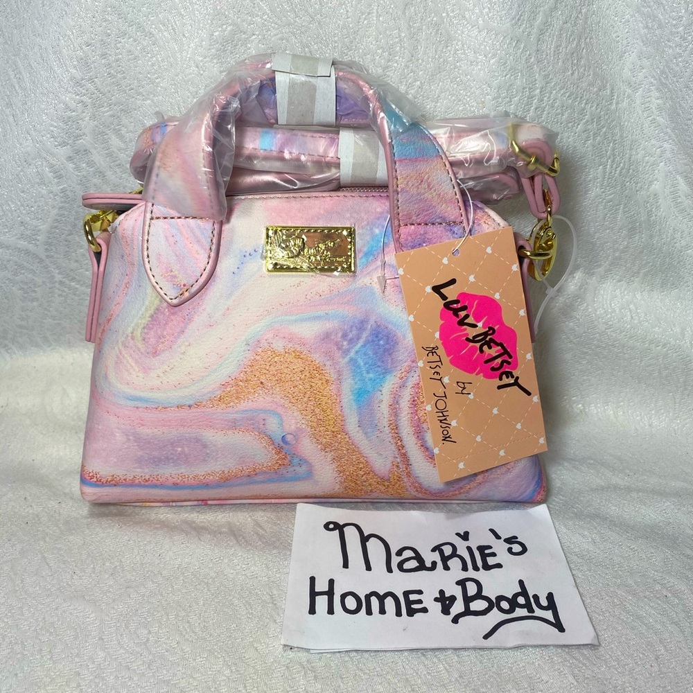 Betsey Johnson Luv Crossbody Purse small hand shoulder bag marble galaxy swirl